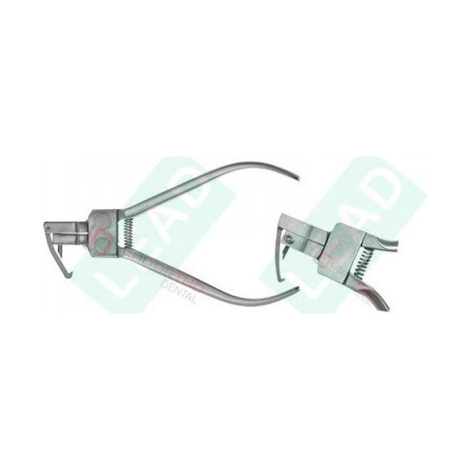 Lead Orthodent OL 609 lingual ligature plier with serrated tips and a curved shank